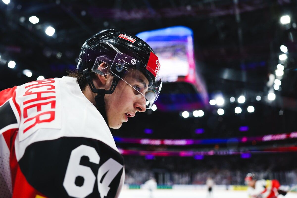 David Reinbacher bei der A-WM im Mai im Spiel der Österreicher gegen Gastgeber Finnland.gepa/ap