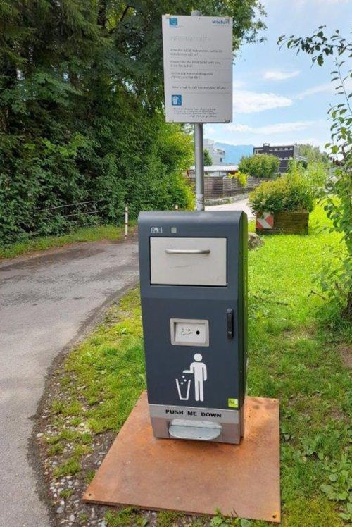 Der solarbetriebene Abfallbehälter „Mr. Fill“ hat sich während der einjährigen Testphase in Wolfurt bewährt.