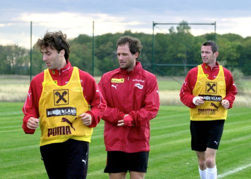Einst gemeinsam im Nationalteam, Oktober 2003: Joachim Standfest und Roland Kirchler (rechts). gepa