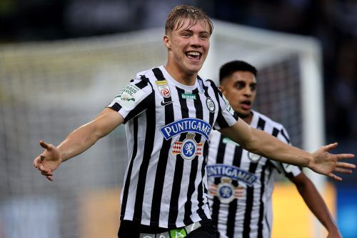2022 noch für Sturm Graz tätig, wechselt Höjlund zu Manchester United. gepa