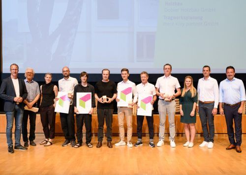 Beim Vorarlberger Holzbaupreis 2023 wurde das Kinderhaus Kreuzfeld mit einem Preis prämiert.  Eva Sutter