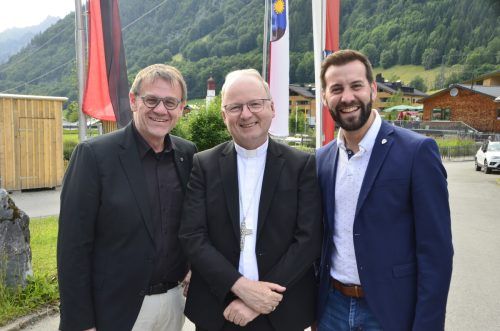 LT-Abgeordneter Christoph Thoma, Bischof Benno Elbs und Bürgermeister Simon Tschann (Bludenz).