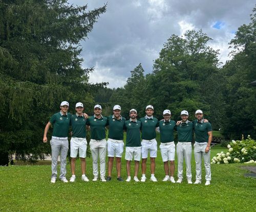 Das Team vom GC Montfort Rankweil, von links: Clemens Bickel, Michael Rauscher, Guillermo Retana Bronte, Kevin Mathis, Claus Jäger, Julian Schwärzler, Lucas Hepberger, David Lang und Noah Zünd. VN