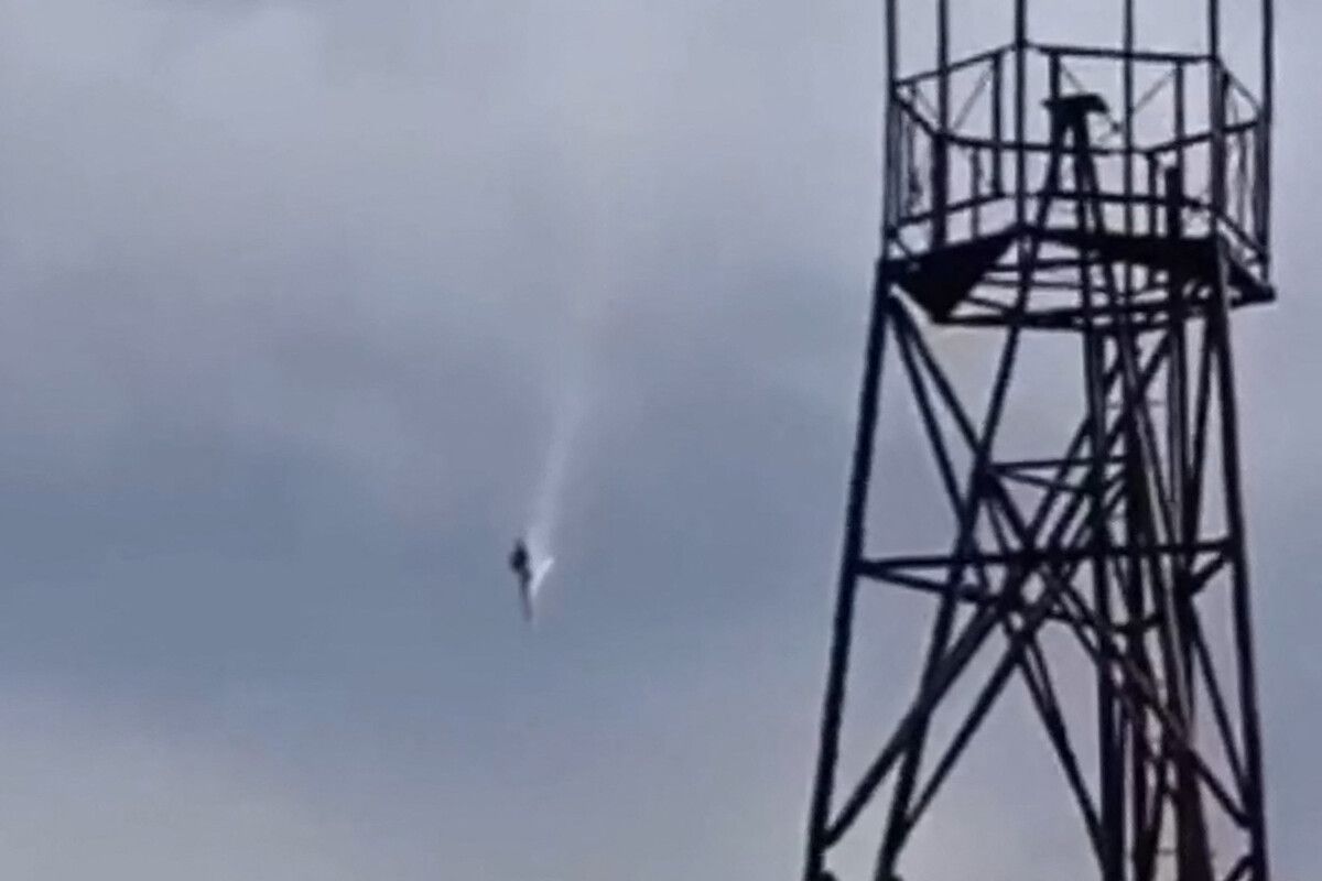 Ein Screenshot eines Videos aus der Telegram-Gruppe der Wagner, das den Absturz des Flugzeugs zeigt.AFP