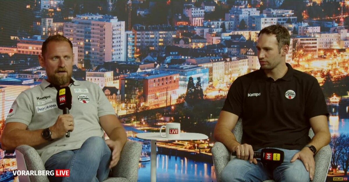 Hannes Jon Jonsson und Dominik Schmid, Trainer und Kapitän des Alpla HC Hard, waren bei Vorarlberg Live zu Gast.