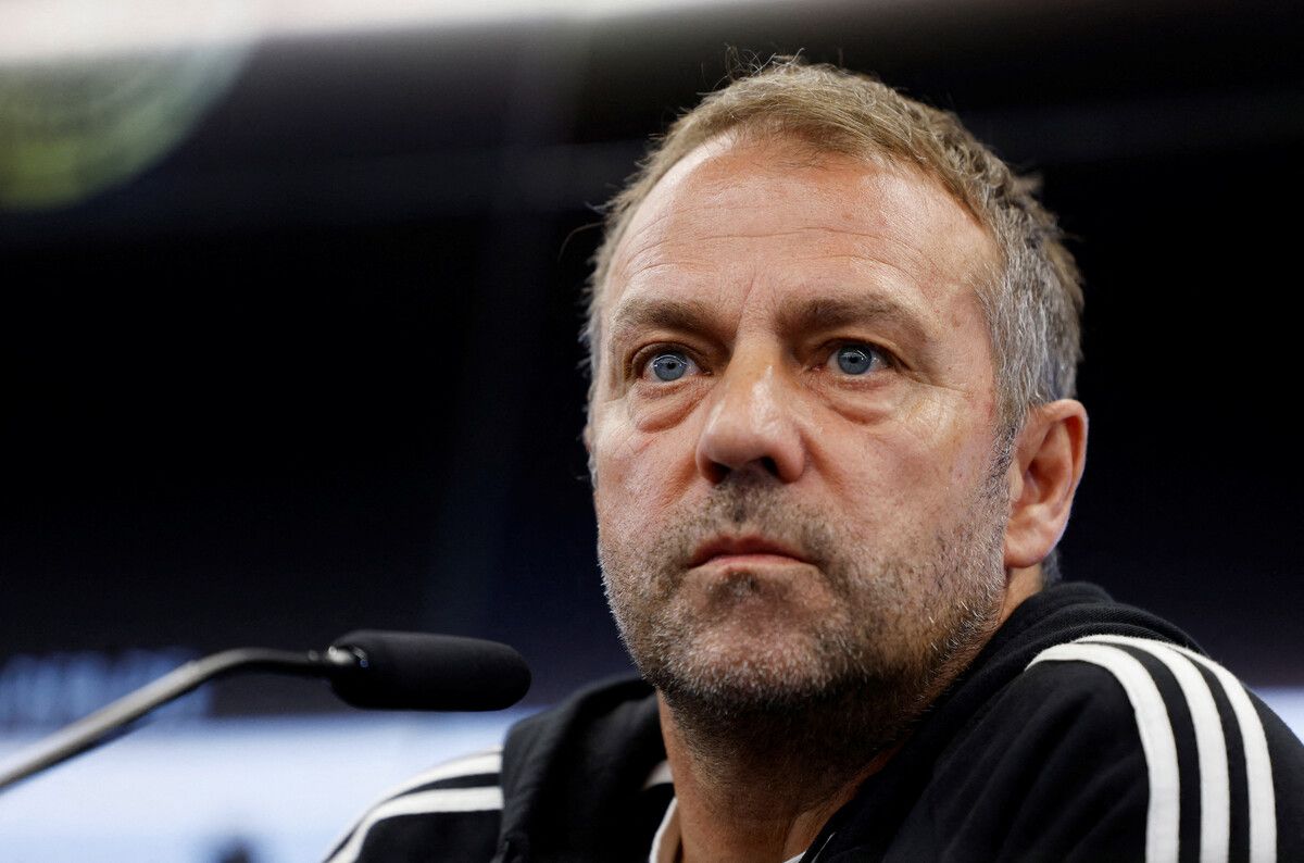 FILE PHOTO: Soccer Football - International Friendly - Germany Press Conference - DFB Campus, Frankfurt, Germany - March 24, 2023 Germany coach Hansi Flick during the press conference REUTERS/Heiko Becker/File Photo