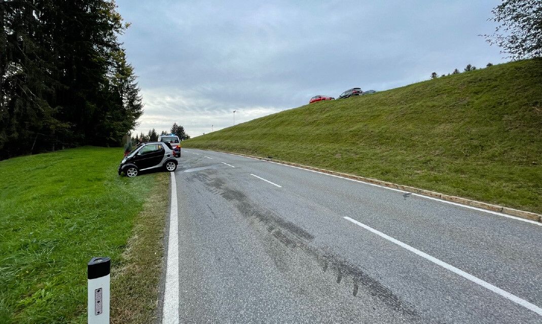 Aufgrund der nicht angezogenen Feststellbremse machte sich dieses Auto plötzlich selbstständig.polizei