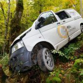 Kleinbus stürzte in steiles Waldstück ab
