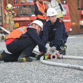Große Jugendfeuerwehrübung beim Rheinbähnle in Lustenau
