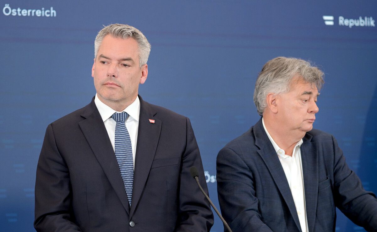 Können ÖVP, Bundeskanzler Karl Nehammer (l.), und Grüne, Vizekanzler Werner Kogler (r.), noch miteinander?APA