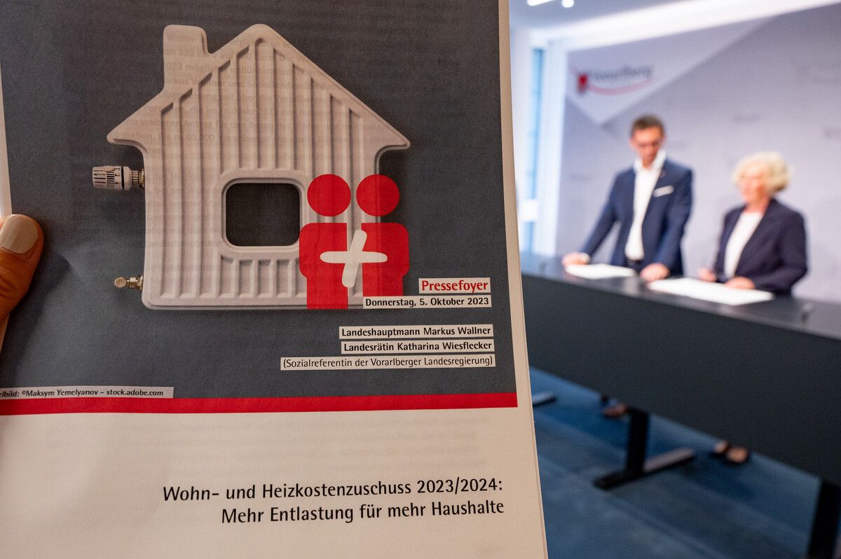 LH Wallner und LR Wiesflecker: „Der Wohn- und Heizkostenzuschuss bringt Entlastung für mehr Haushalte.“ Land Vorarlberg/A. Serra