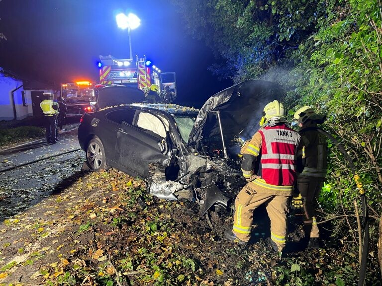 Ohne Führerschein und alkoholisiert: Pkw-Lenker in Lustenau krachte gegen einen Baum. VOL.at/Vlach