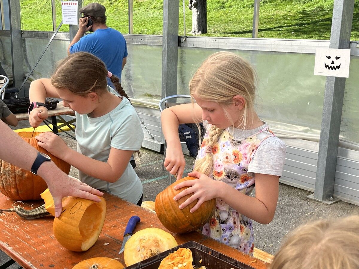 Viel Spaß hatten die Kinder beim Kürbisschnitzen.verein