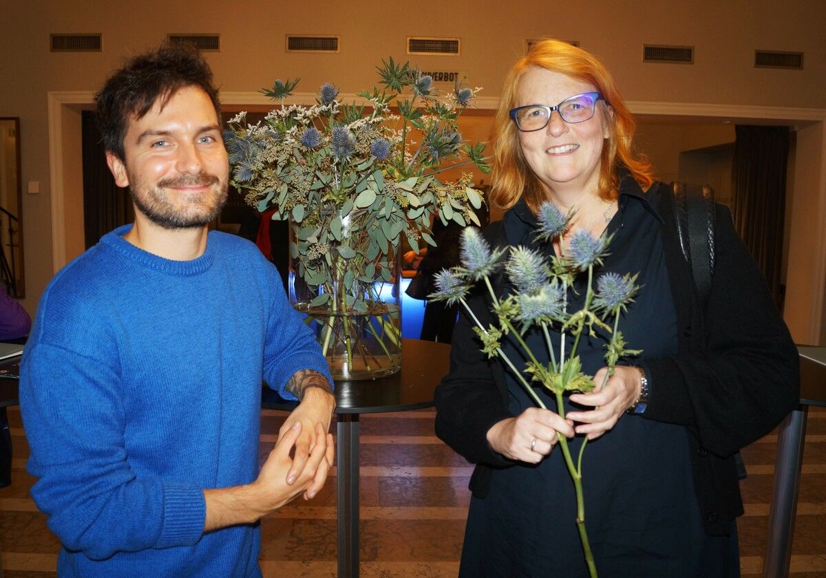 Benjamin Dembek und Intendantin Stephanie Gräve, die die Künstler ans Landestheater holte.