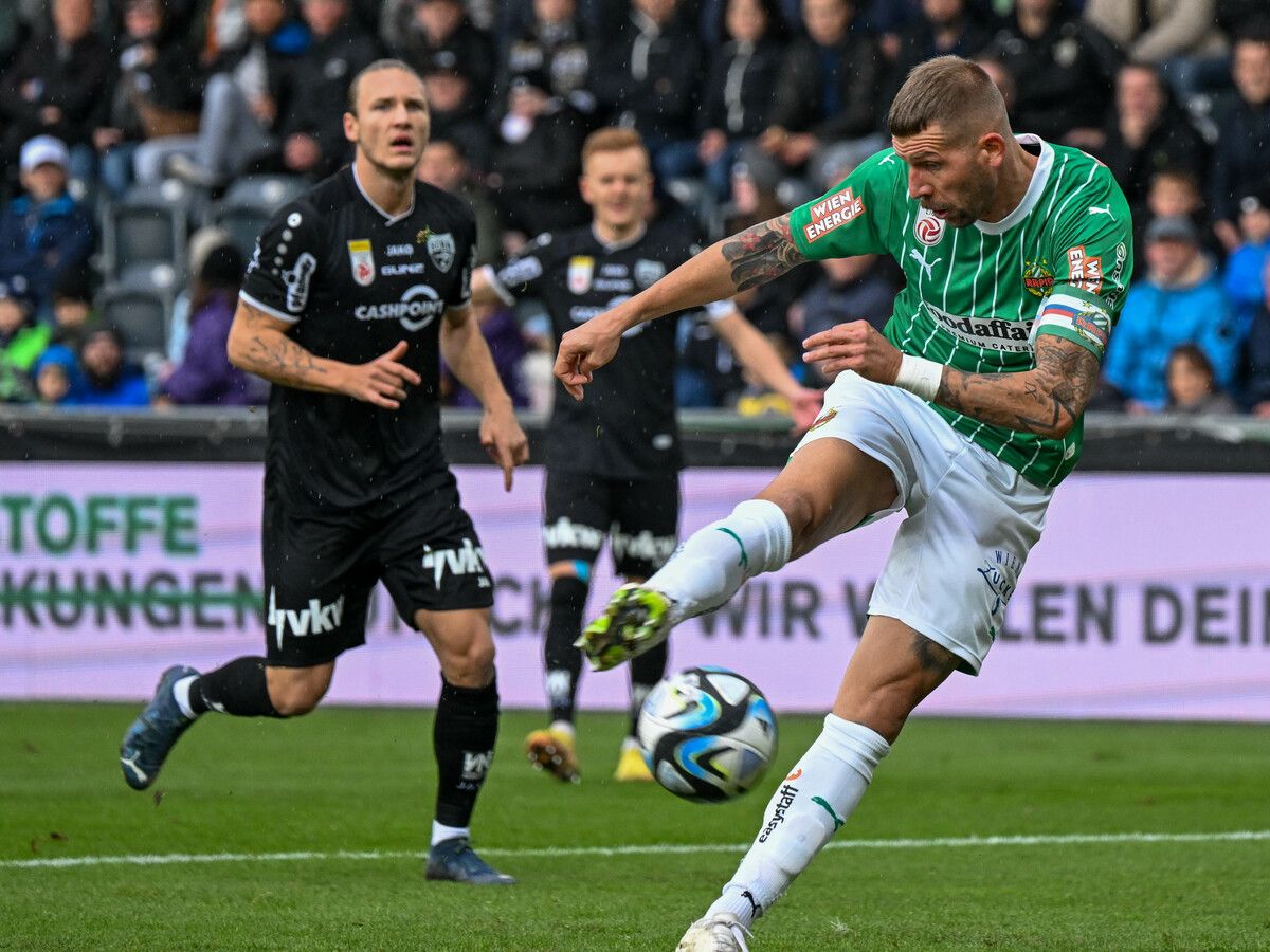 Er machte den Unterschied: Mit seinem vierten Saisontor brachte Rapid-Kapitän Guido Burgstaller seine Mannschaft auf die Siegerstraße.gepa