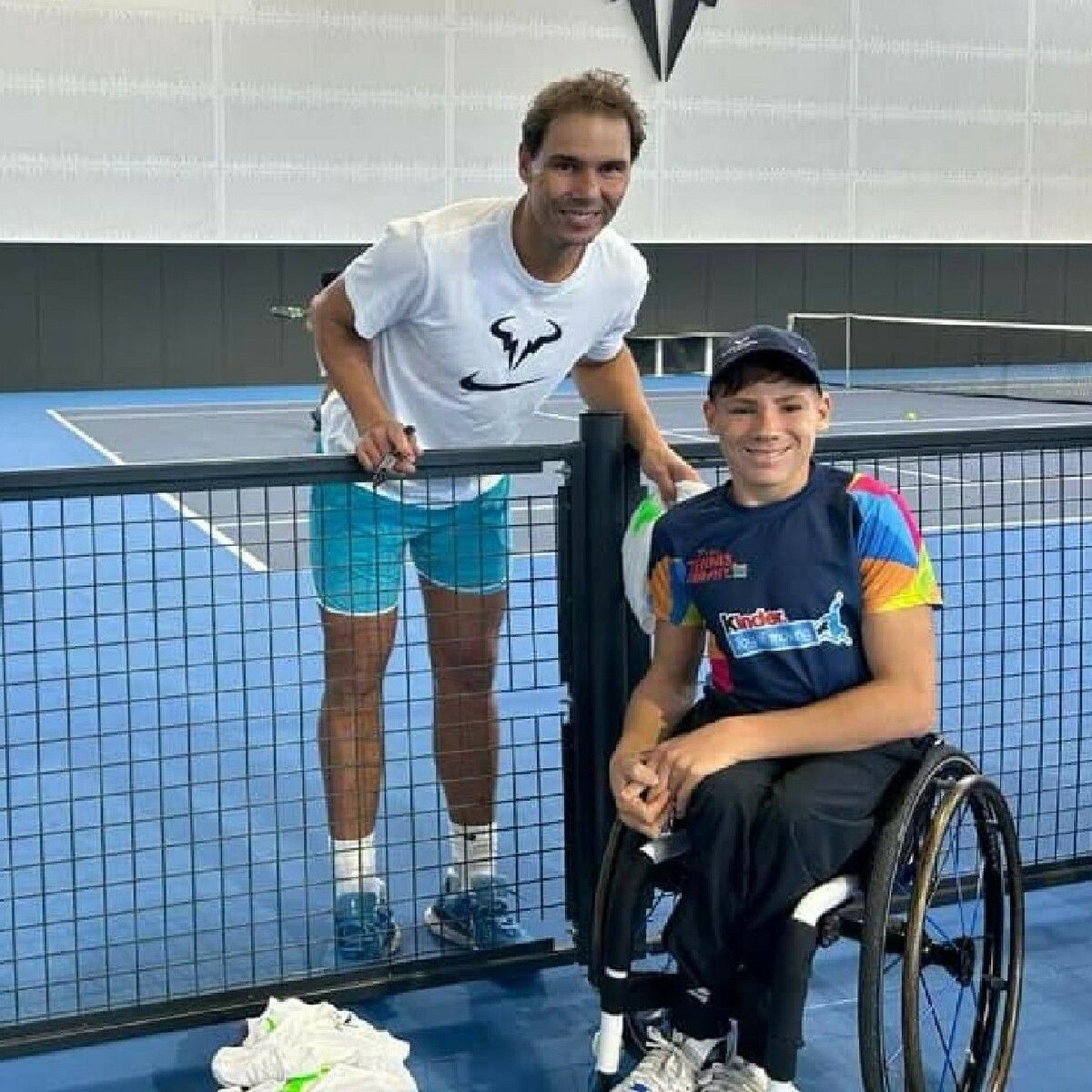 Maximilian Taucher mit seinem Idol Rafael Nadal.ÖTV