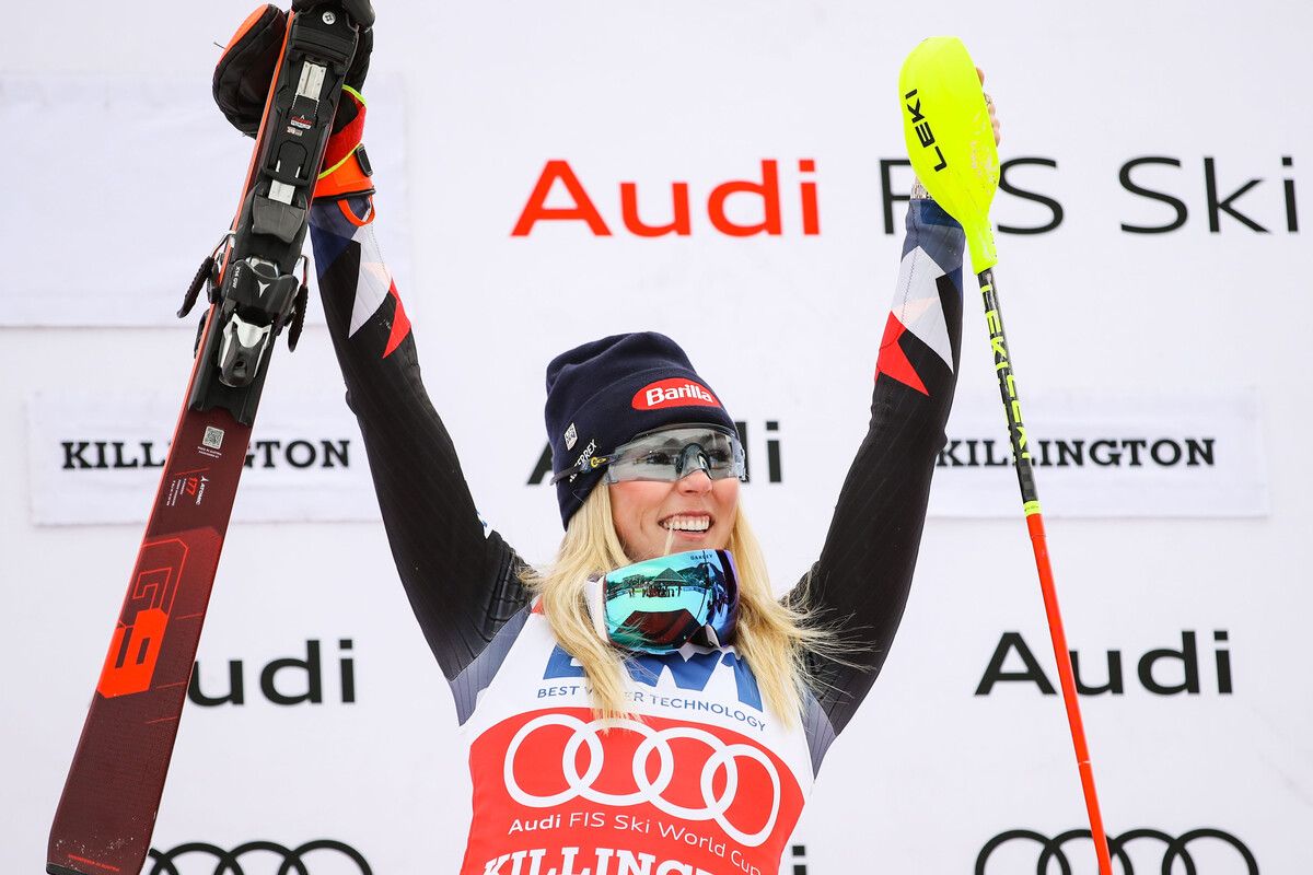 Mikaela Shiffrin schlug zum sechsten Mal in Kllingtin zu und fuhr damit ihren 90 Sieg im Skiweltcup ein.gepa