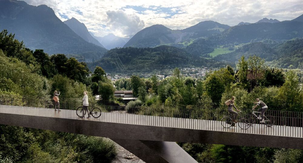 Durch die gewählte Lösung wird das Bauwerk auch für Fußgänger attraktiv und lädt aufgrund seiner einmaligen Lage und Aussicht auf die umliegende Bergwelt zum Verweilen ein.Marte.Marte Architekten