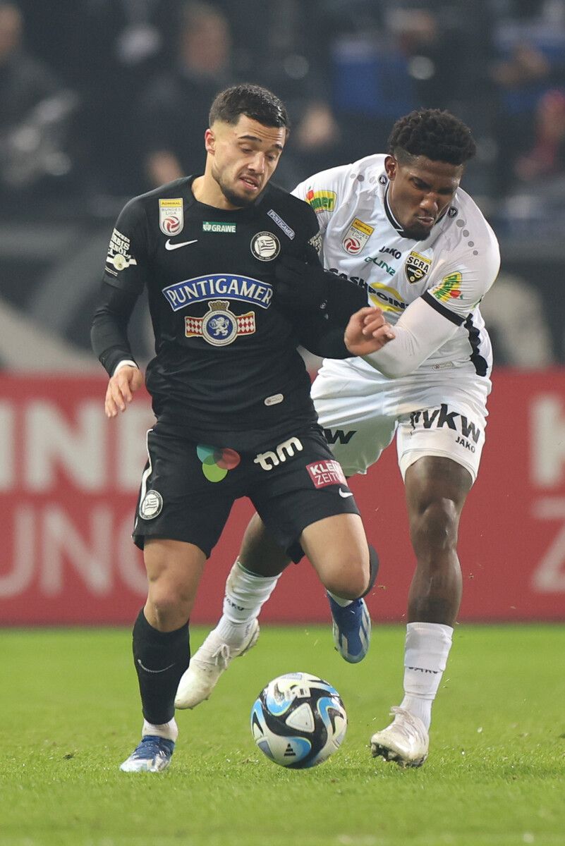 Gustavo Santos (gegen Gazibegovic) hatte Pech mit einem Pfostentreffer.gepa