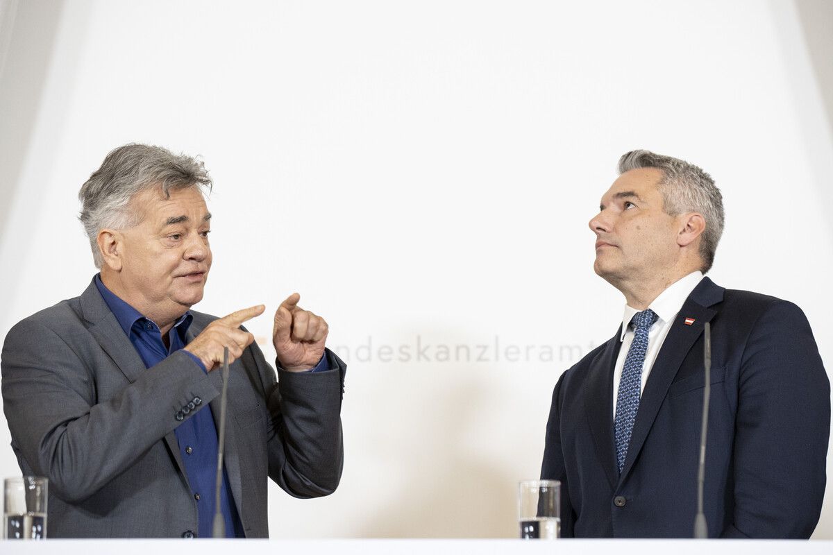 Inwieweit Karl Nehammer schon an den baldigen Wahlkampf gegen Werner Kogler denkt, ist nicht überliefert. APA