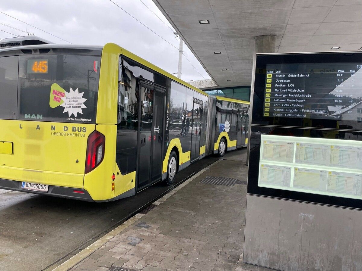 Landbus an der „Mobilitätsdrehscheibe“ Bahnhof Rankweil: Fahrplanwechsel am Sonntag.