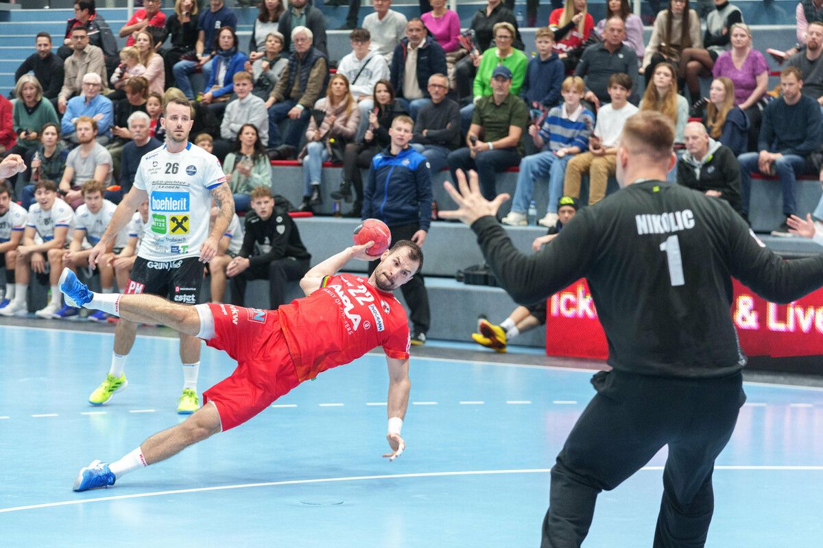 Rückkehrer Dejan Babic erzielte so wie Ante Tokic sieben Treffer beim Harder Schützenfest gegen Bruck/Trofaiach.VN/Stiplovsek