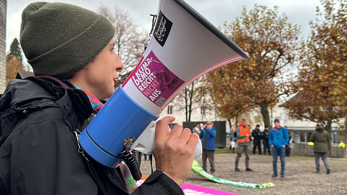 Vor dem Landhaus wird heute wieder demonstriert. VOL/Mayer