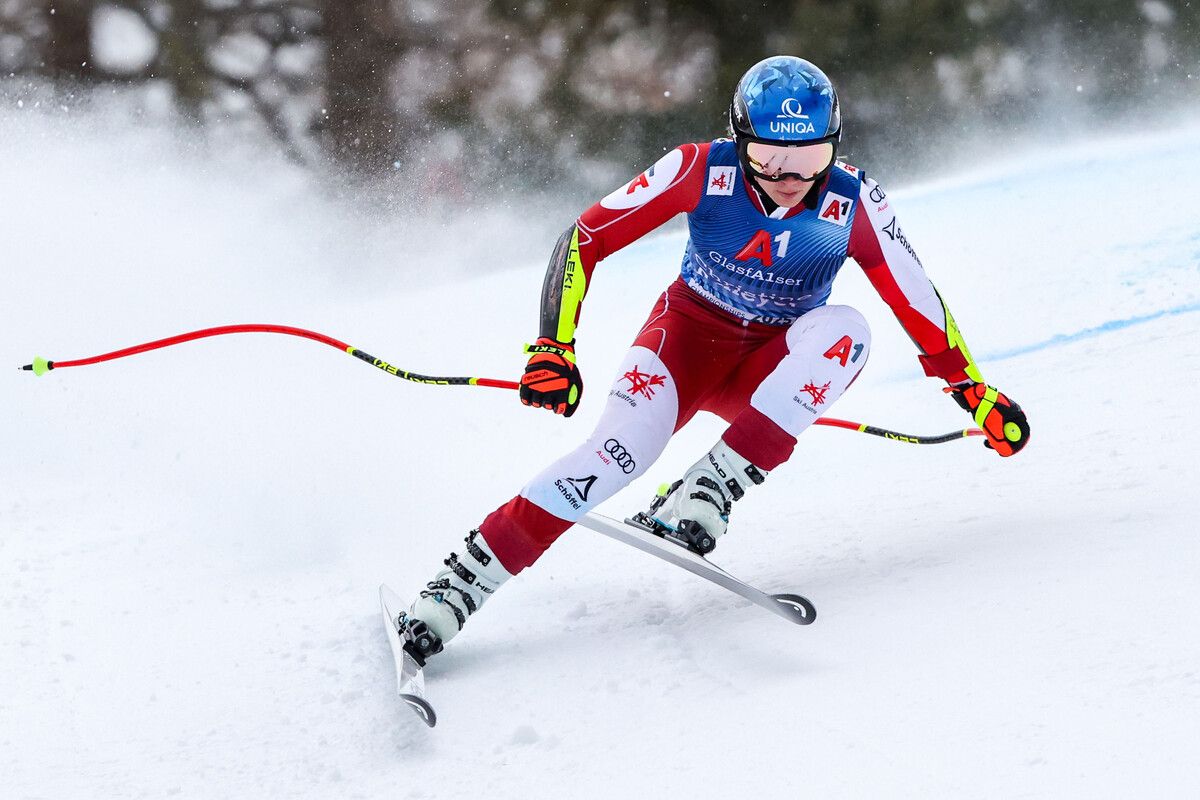 Christine Scheyer anlässlich einer Trainingsfahrt kurz vor Weihnachten, als die ÖSV-Speed-Frauen in Altenmarkt-Zauchensee trainierten.gepa/3