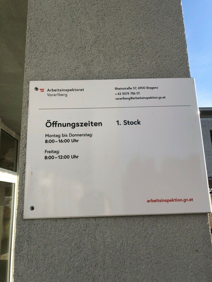 Das Arbeitsinspektorat hat seinen Sitz in der Rheinstraße in Bregenz.
