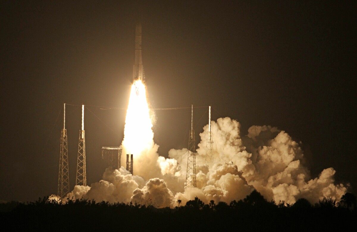 Die unbemannte Rakete „Vulcan Centaur“ hob gestern ab. ap