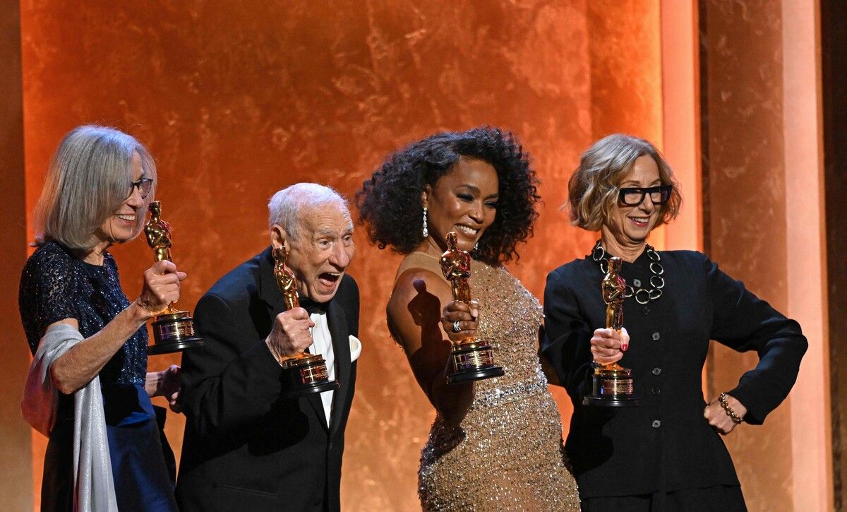 Große Freude bei den Preisträgern Carol Littleton, Mel Brooks, Angela Bassett und Michelle Satter. AFP
