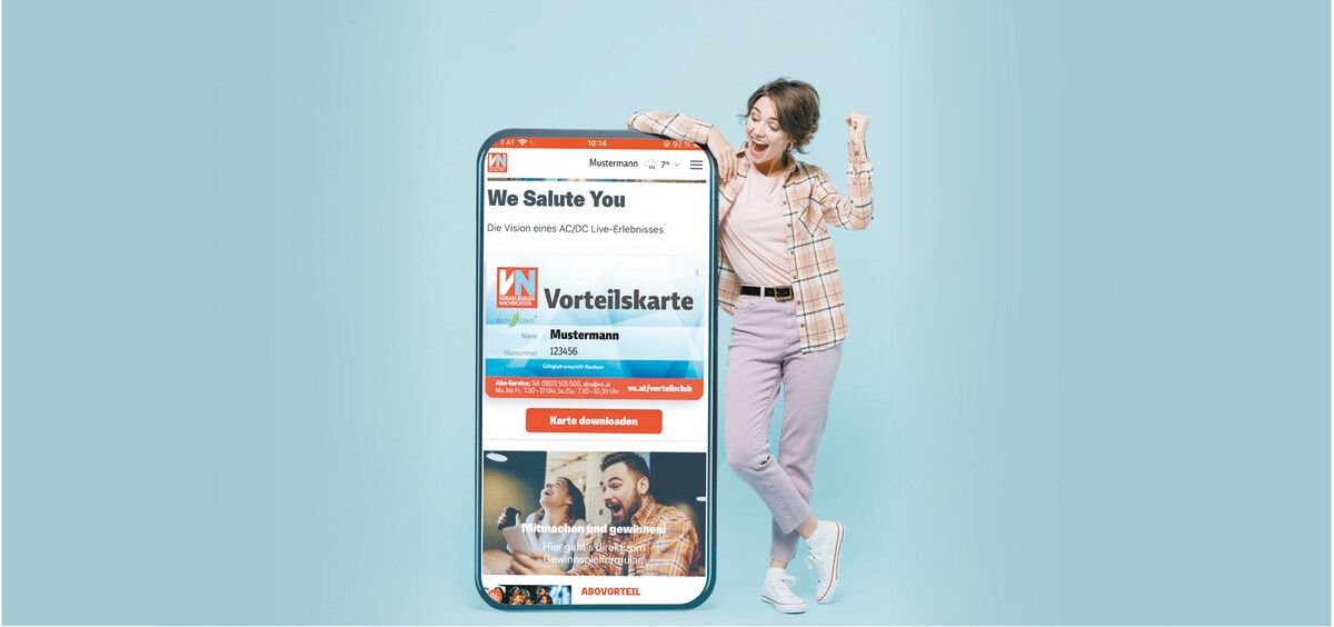 Ihre VN-Vorteilskarte finden Sie jetzt ganz einfach unter VN.at/Vorteilsclub oder VN.at.VN