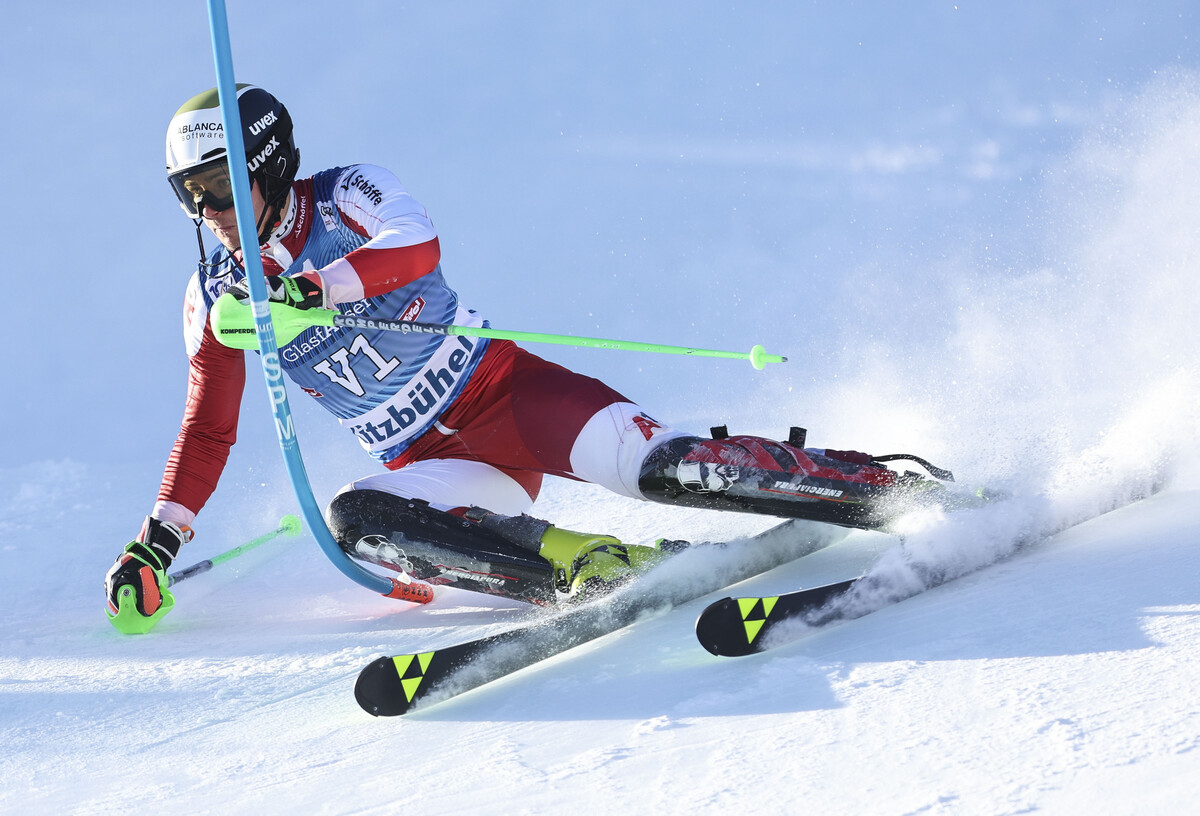 Jakob Greber (hier als Vorläufer in Kitzbühel) schlüpft mit der Kombi-Leistung im Spezialslalom in eine Mitfavoritenrolle.Gepa