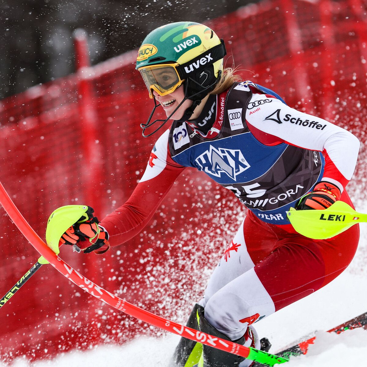 Katharina Liensberger erreichte in Kranjska Gora mit Platz sieben ihr zweitbestes Slalomergebnis in dieser Saison.gepa