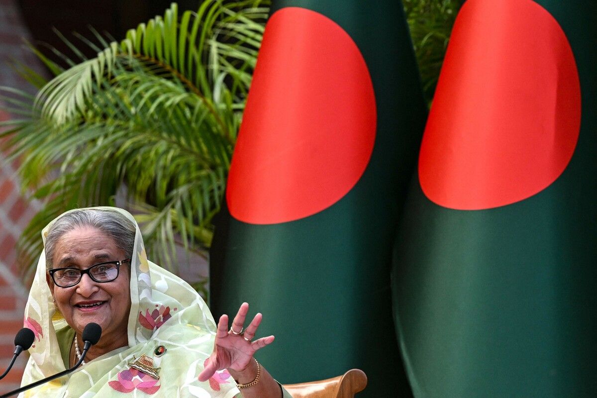Ministerpräsidentin Sheikh Hasina hat mit ihrer Awami-Liga die Parlamentswahl in Bangladesch gewonnen. Sie kam auf 222 der 299 Sitze. AFP