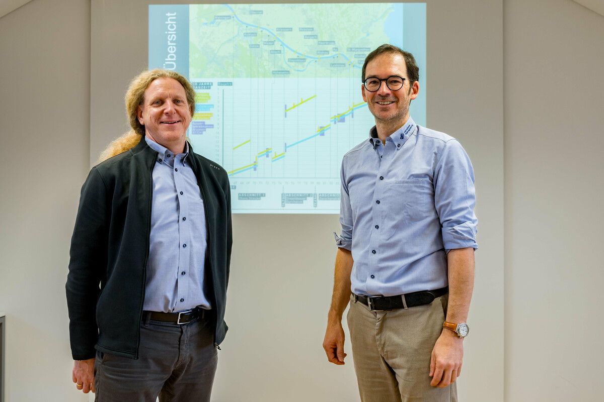 Bernhard Valenti und Markus Mähr (v. l.) berichten über den aktuellen Planungsstand. VN/STIPLOVSEK