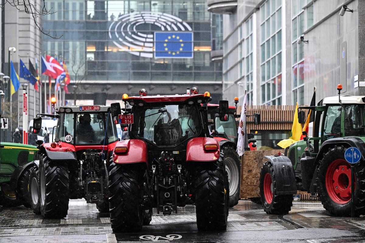 Die Bauernproteste gehen weiter: Unter anderem hier vor dem Europäischen Parlament in der belgischen Hauptstadt Brüssel. AFP