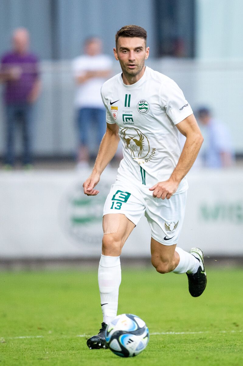 LEOBEN,AUSTRIA,25.AUG.23 - SOCCER - ADMIRAL 2. Liga, DSV Leoben vs First Vienna FC 1894. Image shows Stefan Umjenovic (Leoben). Photo: GEPA pictures/ Matic Klansek
