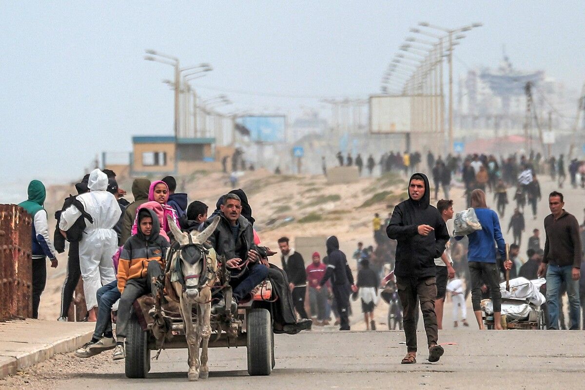 Aufgrund der Offensive in Al-Schifa flüchteten wieder zahllose Menschen.AFP