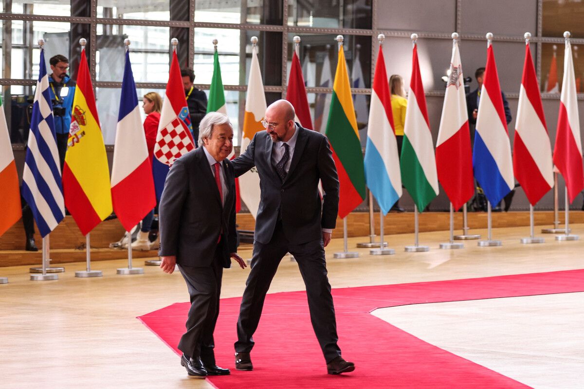 Dirigiert von Charles Michel, dem EU-Ratspräsidenten, ging ein neuer EU-Gipfel mit UN-Generalsekretär Antonio Guterres (l.) über die Bühne.Reuters