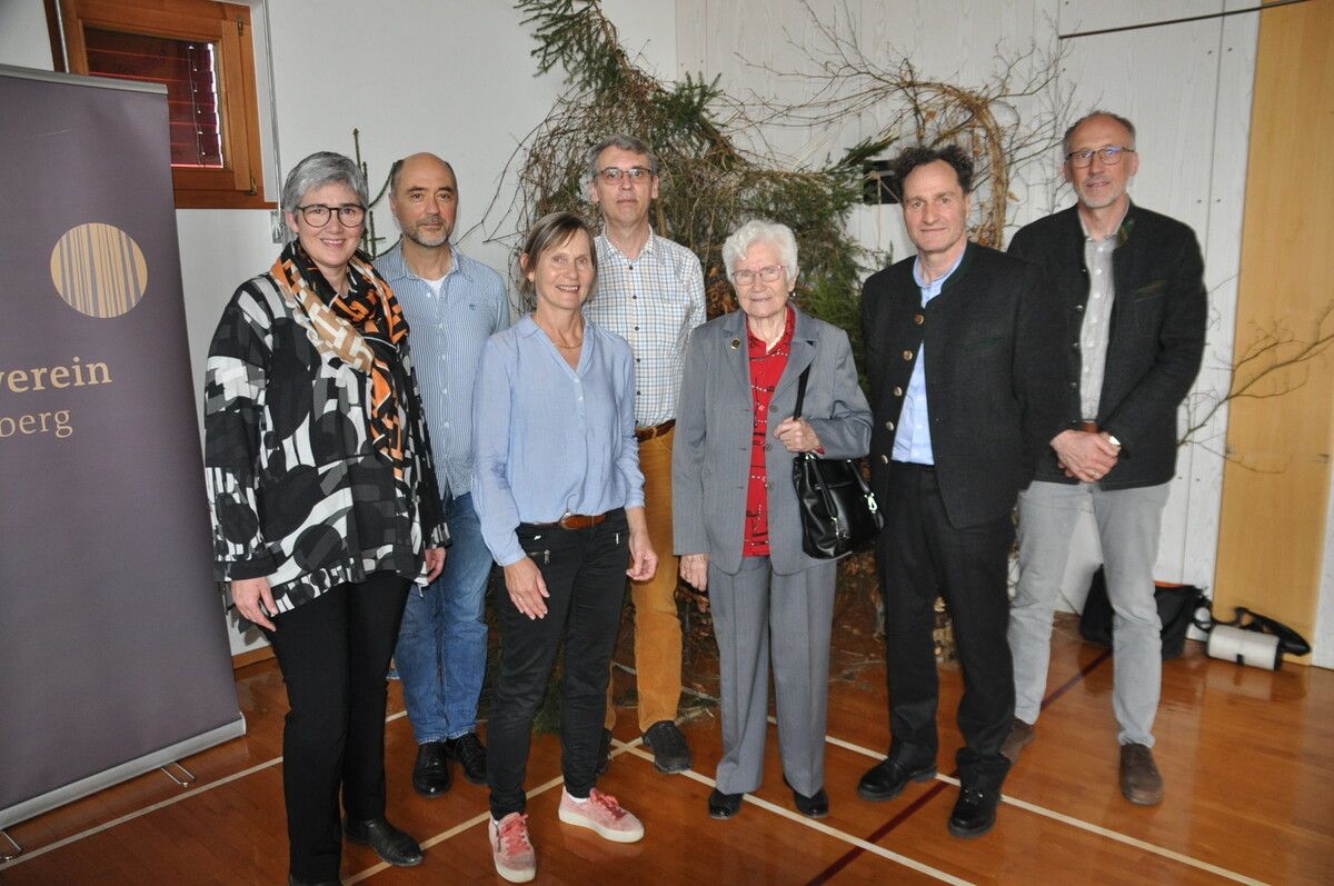 Dorothee Glöckle, Michael Hollersbacher, Maria Ganahl, Axel Göttlein, Gretel Zanoni, Alexander Mayr und Walter Amann beim zweiten Waldsymposium in St. Gerold. HAB