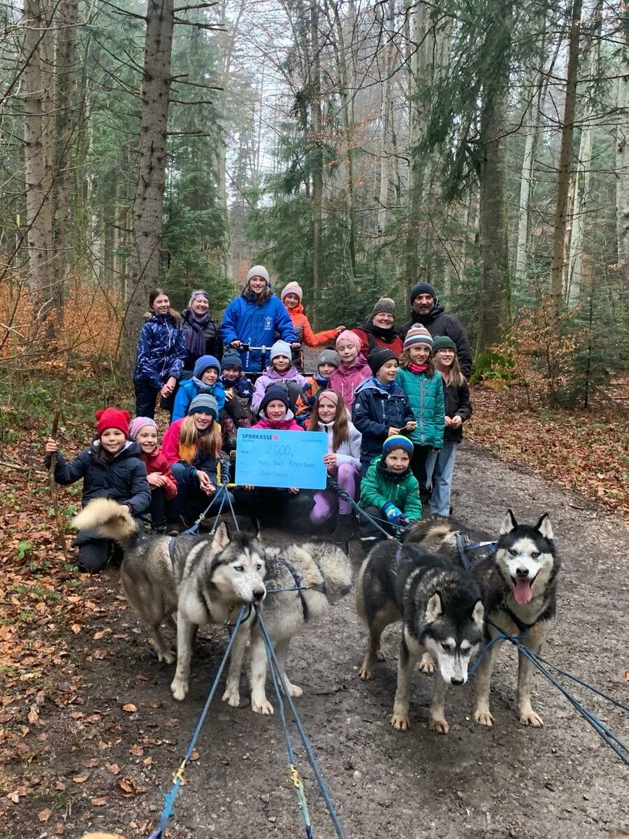 Husky Toni schenkte den Kindern Freude trotz Schneemangels gemeinde