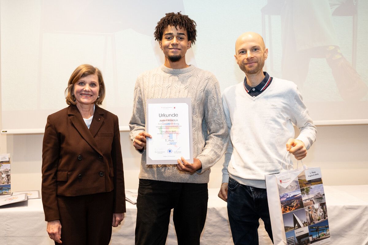 Justin Fashola (HAK Bregenz) gewann in Englisch BHS.Land Vorarlberg/Serra