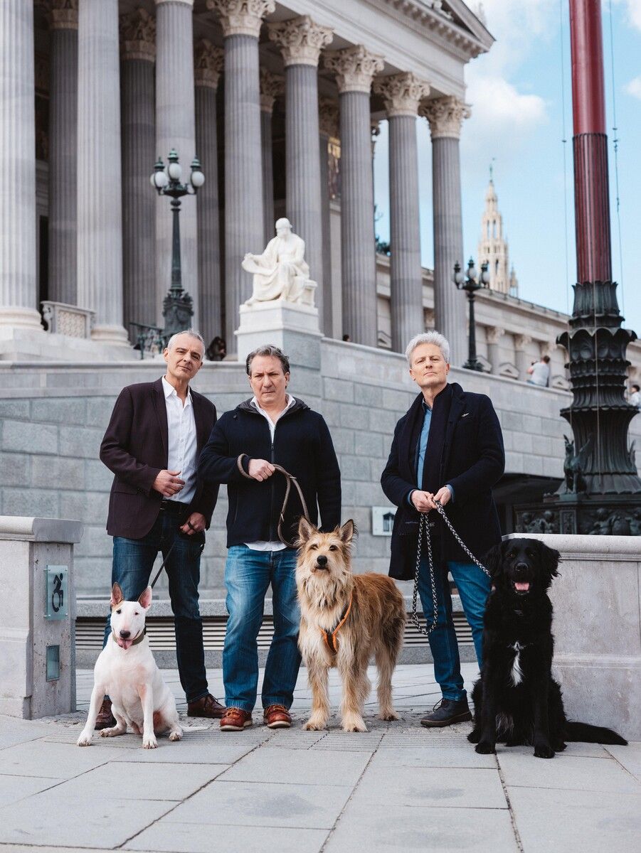 Thomas Maurer, Robert Palfrader und Florian Scheuba alias „Wir Staatskünstler“. Ingo Pertramer