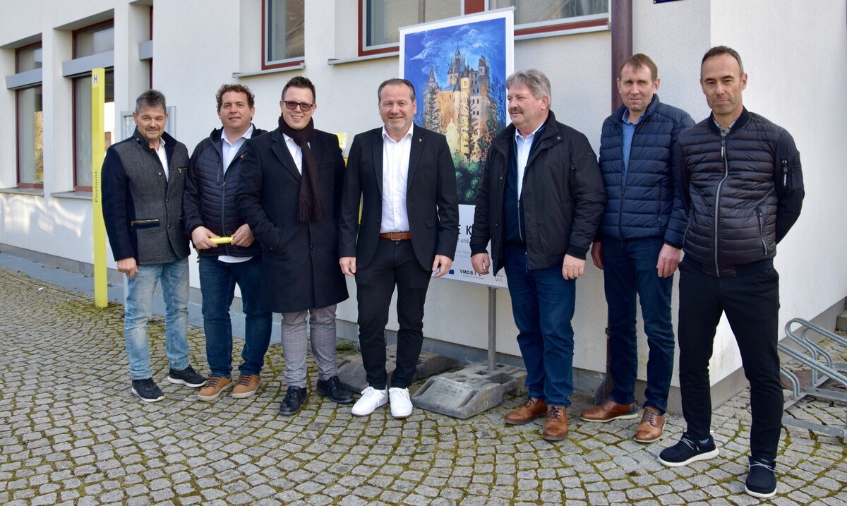 Walgauer Bürgermeister v.l.: Walter Rauch (Dünserberg), Andreas Dobler (Satteins), Simon Lins (Schnifis), LAbg. Harald Witwer (Thüringen), Gerold Mähr (Düns), Michael Ammann (Röns) und Wolfgang Lässer (Schlins).SCO
