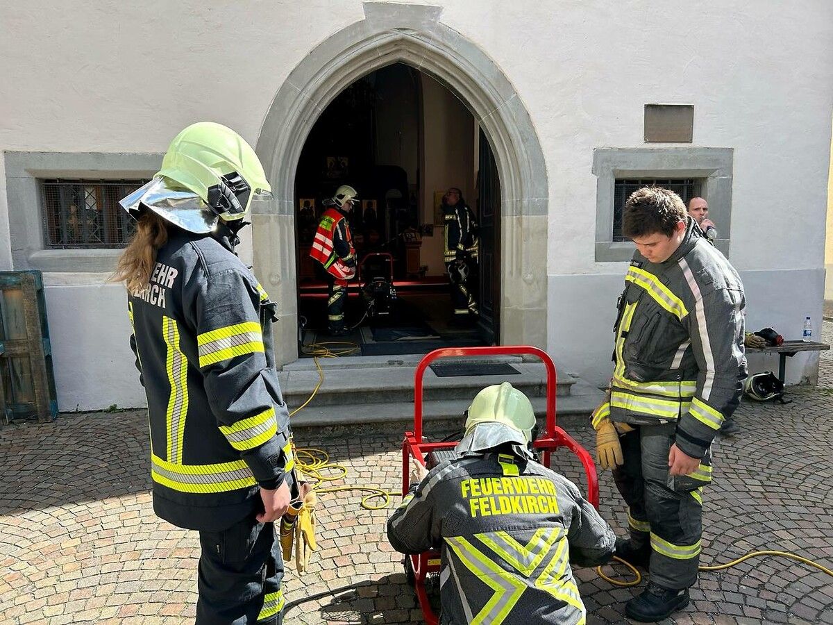 Die Feuerwehr Feldkirch-Stadt konnte den Brand mit einem Löschrucksack eindämmen. FEUERWEHR FELDKIRCH-STADT