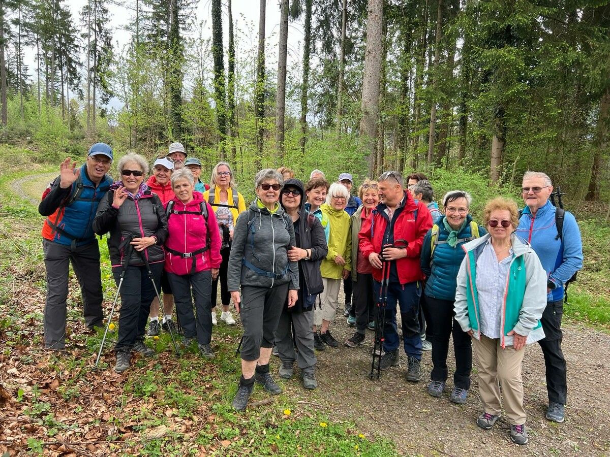 Die Wandergruppe auf dem Weg nach Göfis durch malerische Landschaften. 50plus