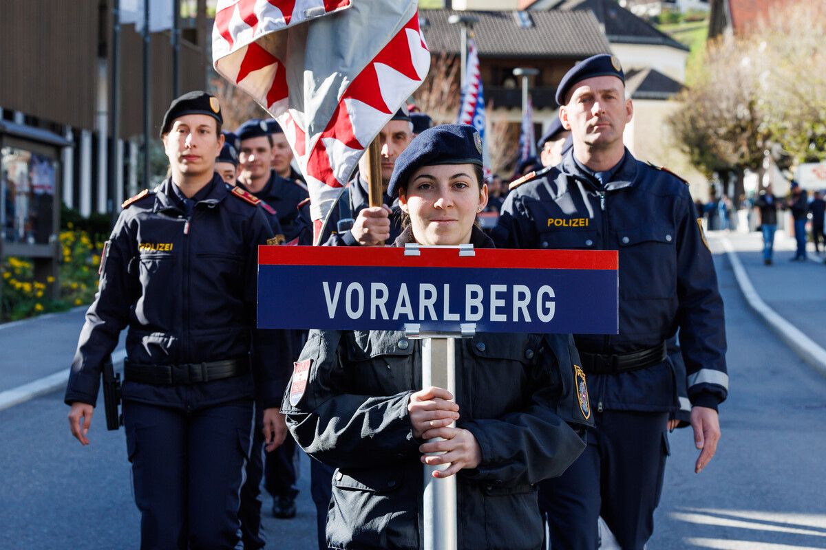 Feierliche Eröffnung der Polizeimeisterschaften: Die Gastgeber sind heuer die Vorarlberger. VLK/Hofmeister