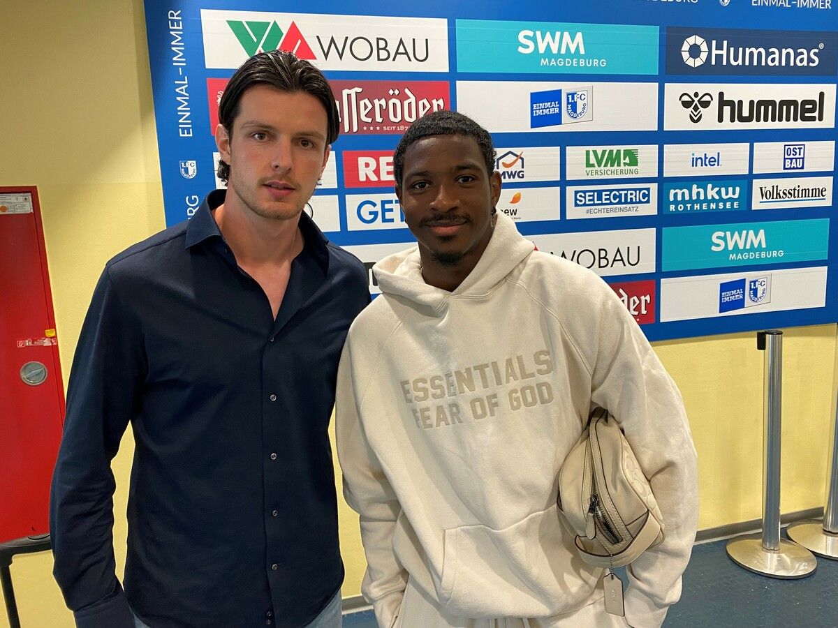 Jean Hugonet (l.) und Bryan Texeira. Die zwei ehemaligen Schlüsselspieler von Austria Lustenau haben in Magdeburg ihre fußballerische Heimat gefunden.VN/Hämmerle