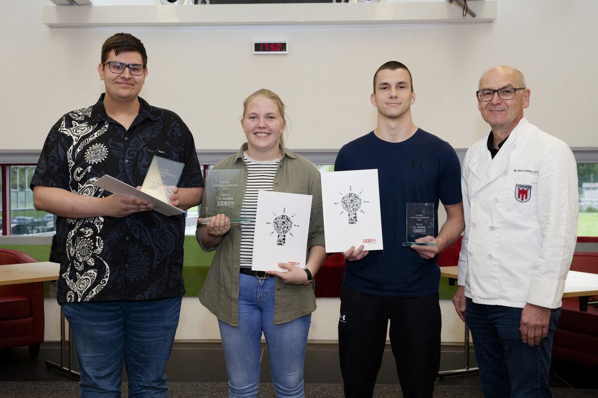 Wettbewerb Beim Landeswettbewerb der Bäckerlehrlinge im dritten Lehrjahr ging der erste Platz an Lisa-Maria Fetz (Bäckerei Kleber, Bezau). Zweiter wurde Jerome Jordan, Dritter Elias Kosel (beide Ölz Meisterbäcker, Dornbirn). Der Wettbewerb fand an der Landesberufsschule Feldkirch statt. wkv/M.Bitschnau